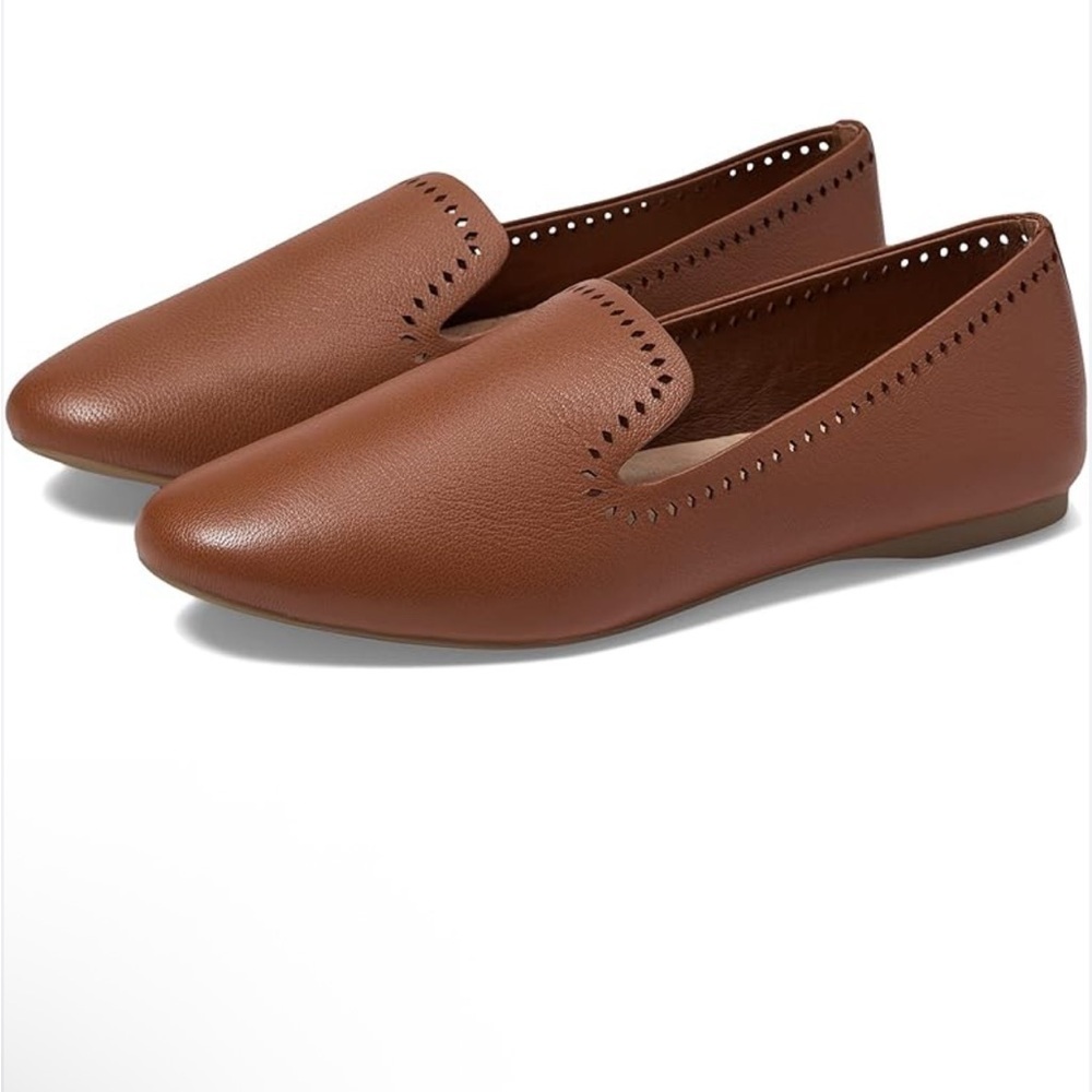 Birdies The Starling Laser Cut Flats in Whiskey Leather Size 8